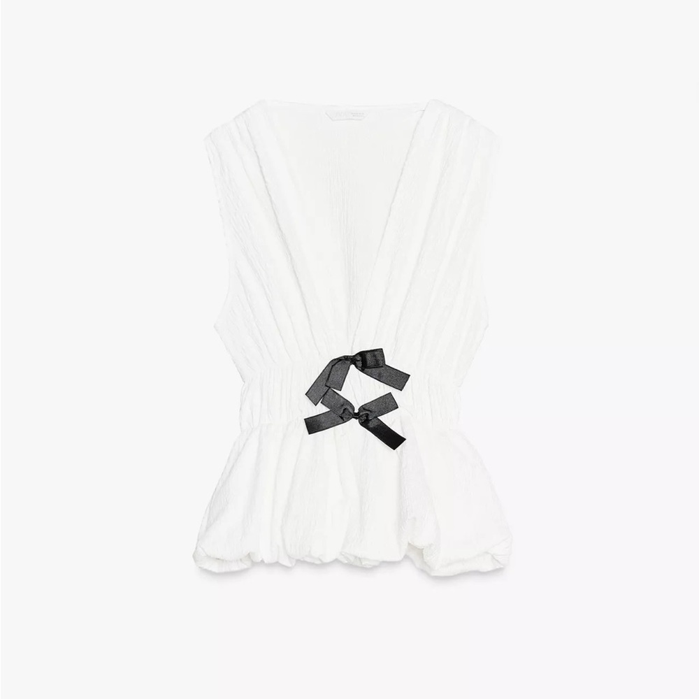 zara textured bow top